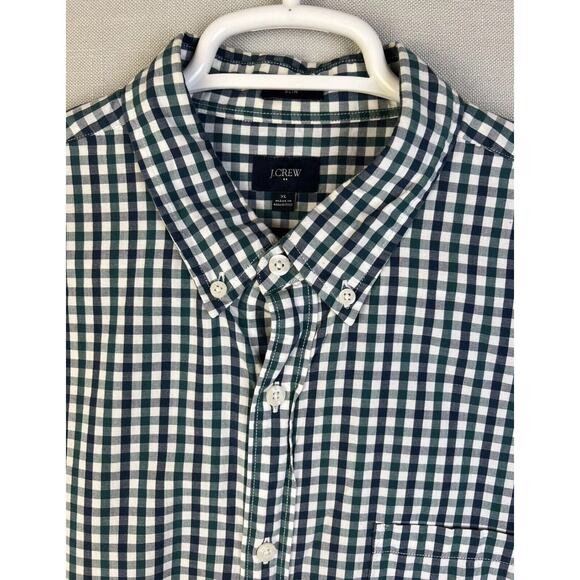 J Crew Button Down Shirt Men's XL Slim Gingham Check Blue White Work Casual - Picture 1 of 8